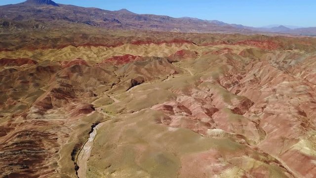 Flying on the colourful mountains and hills of Igdir, Turkey