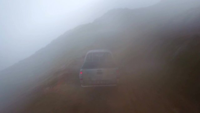 Foggy mountain road without visibility, Kackar, Rize, Turkey