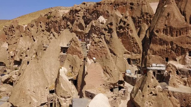 Unusual naturally formed carved rock cave houses of Kandovan, Iran
