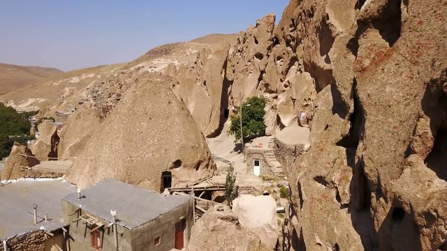 Unusual naturally formed carved rock cave houses of Kandovan, Iran