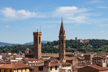 Fototapeta na wymiar The Bargello Palazzo del Bargello and the Badia Fiorentina in Florence