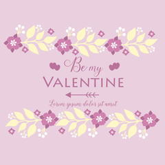 Card decoration happy valentine unique, with pink flower frame seamless. Vector