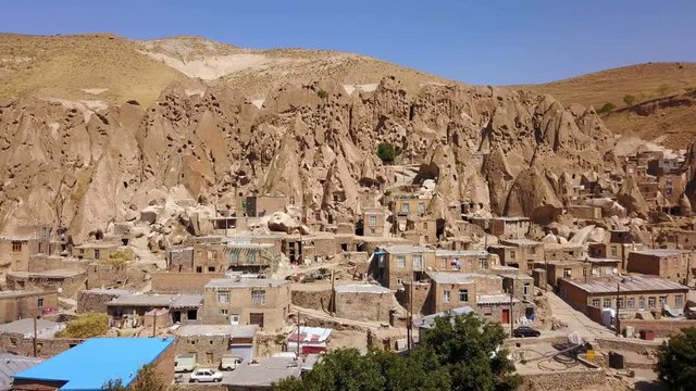 Unusual naturally formed carved rock cave houses of Kandovan, Iran