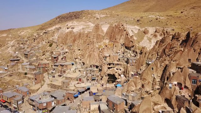 Unusual naturally formed carved rock cave houses of Kandovan, Iran