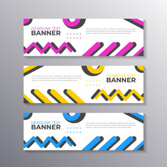 Fototapeta premium Banner with minimal design, cool geometric business memphis background, Applicable for Banners, Header, Footer, Advertising