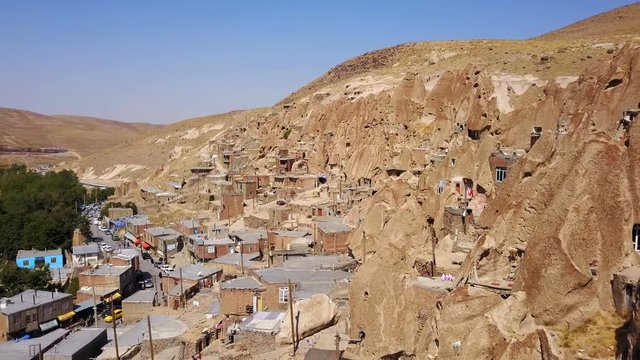 Unusual naturally formed carved rock cave houses of Kandovan, Iran