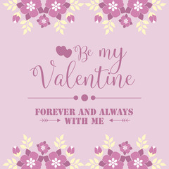 Obraz na płótnie Canvas Pink flower frame decoration, romantic, for greeting card happy valentine. Vector