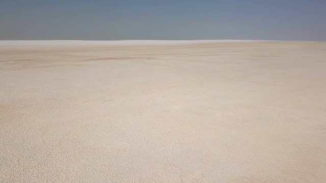 Wide, white Urmia salt lake in Middle East, Iran