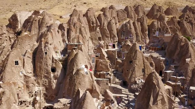 Unusual naturally formed carved rock cave houses of Kandovan, Iran