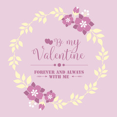 Template of card happy valentine, with beautiful and bloom pink floral frame design. Vector