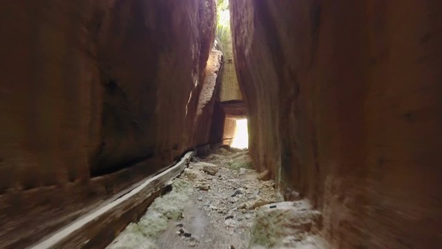 Flying thru the bright light in Vespasianus Titus Tunnel, Antakya