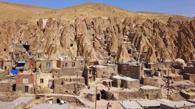 Unusual naturally formed carved rock cave houses of Kandovan, Iran