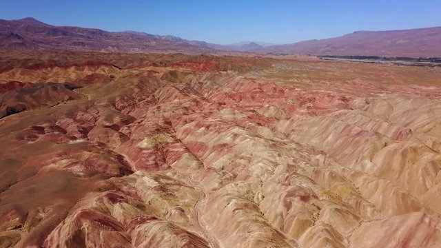 Flying on the colourful mountains and hills of Igdir, Turkey