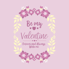 Fototapeta na wymiar Card decoration of happy valentine, with pink wreath frame design elegant. Vector