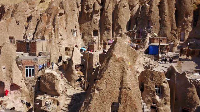 Unusual naturally formed carved rock cave houses of Kandovan, Iran
