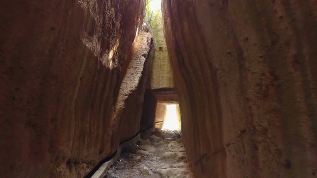 Flying thru the bright light in Vespasianus Titus Tunnel, Antakya