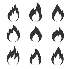 Collection of simple shapes of fire. Vector illustration