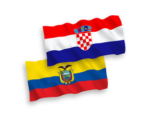 Flags of Ecuador and Croatia on a white background