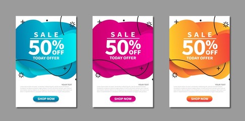 Modern set of abstract sale banners. Vector bright discout template banners. Template ready for use in web or print design.