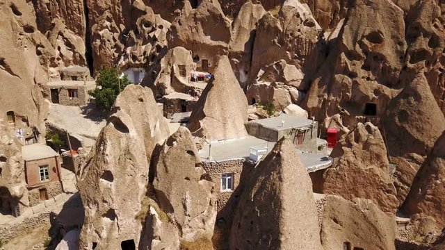 Unusual naturally formed carved rock cave houses of Kandovan, Iran