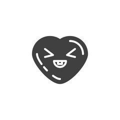 Grinning face emoji vector icon. filled flat sign for mobile concept and web design. Squinting heart shape emoticon glyph icon. Love symbol, logo illustration. Vector graphics