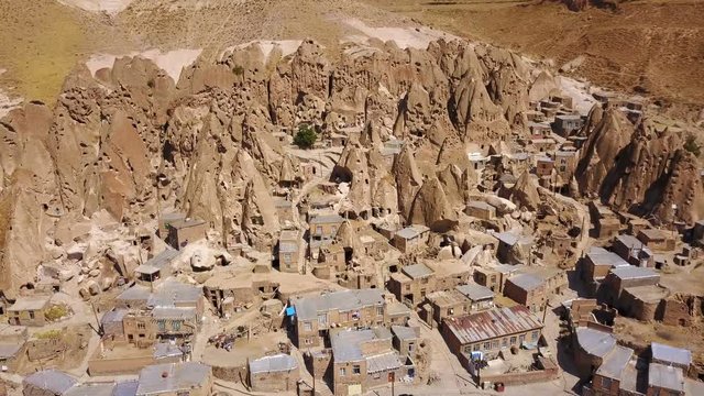 Unusual naturally formed carved rock cave houses of Kandovan, Iran