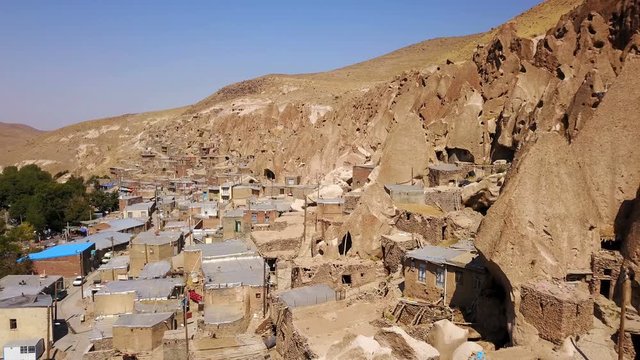 Unusual naturally formed carved rock cave houses of Kandovan, Iran
