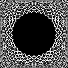 Circle frame. 3D illusion. Convex geometric pattern.
