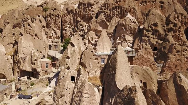 Unusual naturally formed carved rock cave houses of Kandovan, Iran