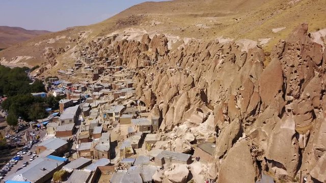 Unusual naturally formed carved rock cave houses of Kandovan, Iran