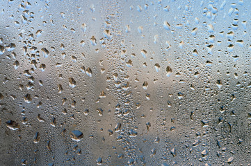 Drops on glass. Close-up background