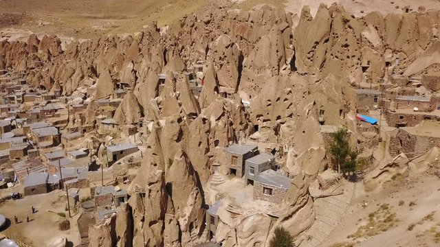 Unusual naturally formed carved rock cave houses of Kandovan, Iran