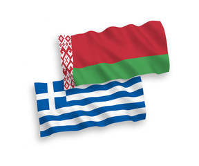 Flags of Greece and Belarus on a white background