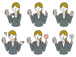 会社員女性 シンプル イラスト セット 水色 Wall Mural こけ田