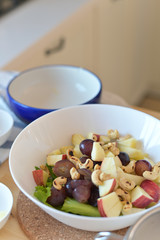 Fruit and vegetable salad in the kitchen