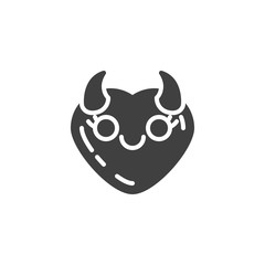 Smiling Face With Horns emoji vector icon. filled flat sign for mobile concept and web design. Happy Devil heart shape emoticon glyph icon. Love symbol, logo illustration. Vector graphics