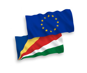 Flags of European Union and Seychelles on a white background