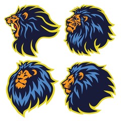 Naklejka premium Lion Sport Logo Mascot Set Premium Collection Vector Illustration Template