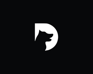 Obraz premium Creative Minimal Dog Letter D logo design