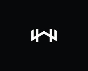 Minimalist Letter HW WH Logo Design , Editable in Vector Format in Black and White Color