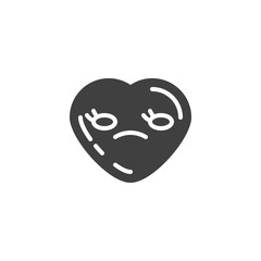 Unamused heart face emoji vector icon. filled flat sign for mobile concept and web design. Negative heart shape emoticon glyph icon. Love symbol, logo illustration. Vector graphics