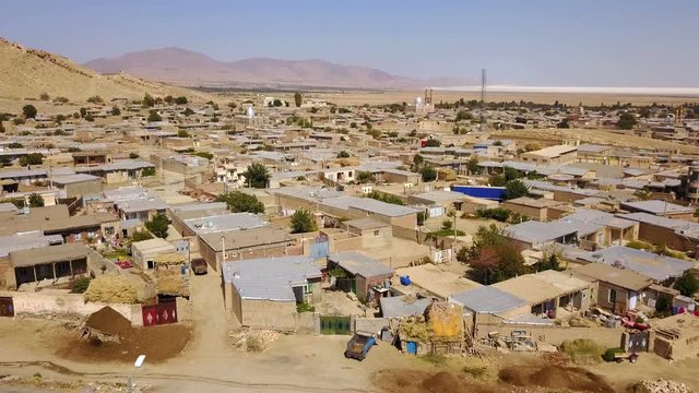 Old Persian islamic town aerial view from Urmia Lake, Iran