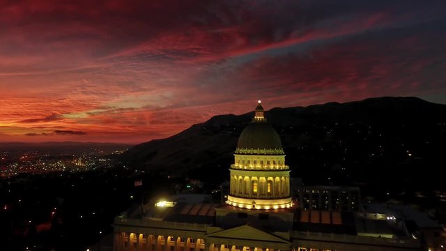 Utah State Capital at Sunset
