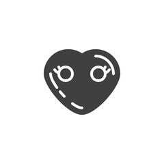 Heart Face Without Mouth emoji vector icon. filled flat sign for mobile concept and web design. Mouthless heart shape emoticon glyph icon. Love symbol, logo illustration. Vector graphics