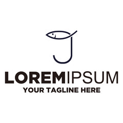 Letter J Fish Logo Template