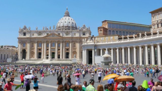 people visiting vatican city day time, 4k