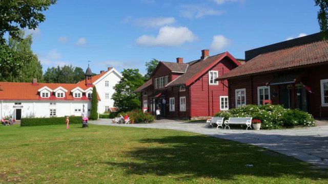 hadeland central square, norwegian town view