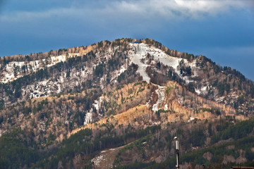 panorama of mountains in winter