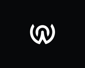 Minimalist Letter WN NW Logo Design , Editable in Vector Format in Black and White Color