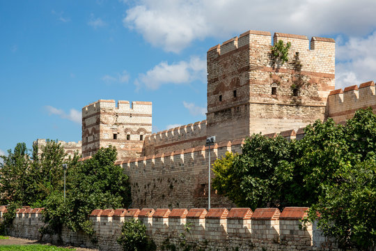 Historic city walls in Istanbul, Turkey